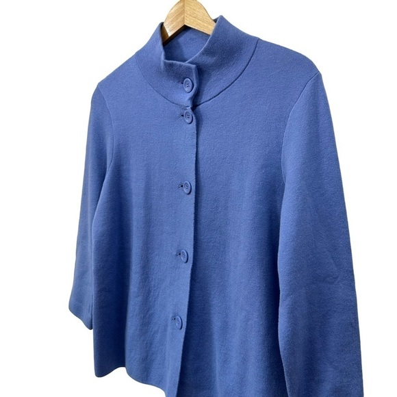 Talbots Periwinkle Knit Button Front Jacket Sweater, Small - Picture 4 of 9